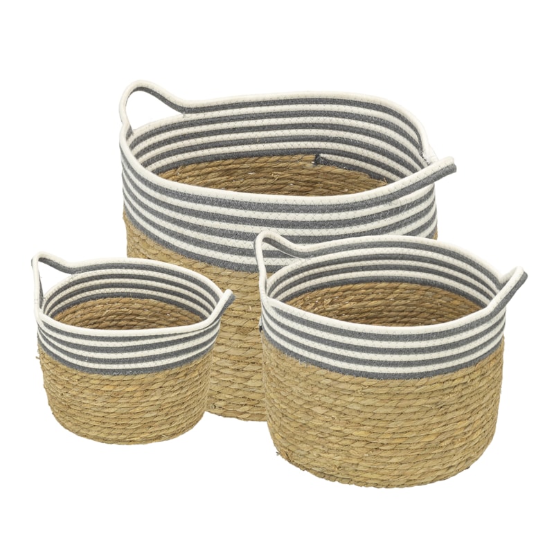 Conjunto 3 Cestos Lilah Em Fibra Natural