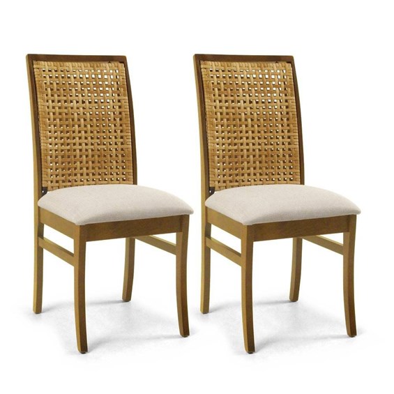 Conjunto de 2 Cadeiras Giovan em Madeira Maciça - Oregon