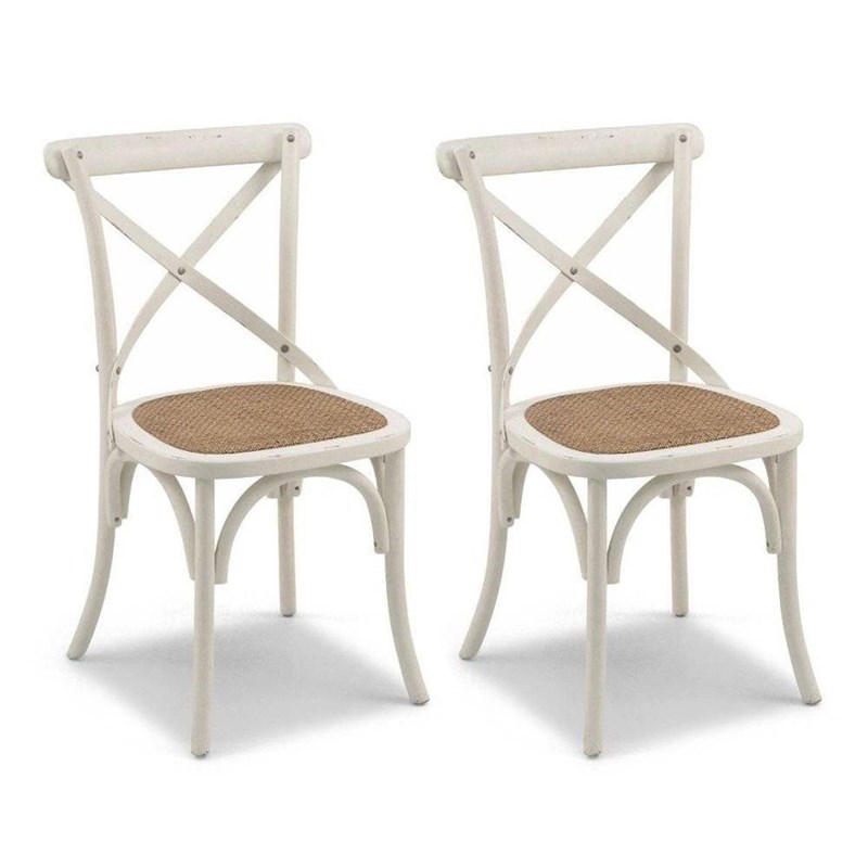 Conjunto de 2 Cadeiras Juárez em Madeira Maciça - Branca