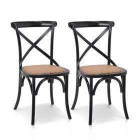Conjunto de 2 Cadeiras Juárez em Madeira Maciça - Preta