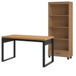 Conjunto Home Office Mesa Escrivaninha 135cm Wand E Estante Stephen