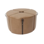 Conjunto Mesa De Centro Sallad Preto E 4 Puffs Em Tecido