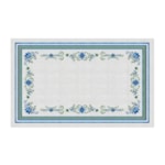 Conjunto Mesa Posta Com Toalha Quadrada Floral Azul