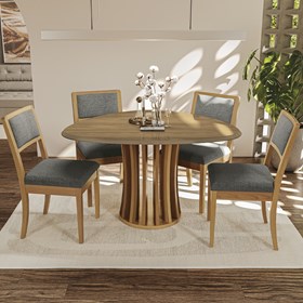 Conjunto Sala De Jantar Com Mesa Orgânica Luna E 4 Cadeiras Coult