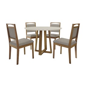 Conjunto Sala De Jantar Com Mesa Redonda Ana E 4 Cadeiras Morgana
