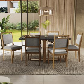Conjunto Sala De Jantar Com Mesa Retangular Bel E 6 Cadeiras Morgana