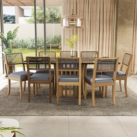 Conjunto Sala De Jantar Com Mesa Retangular Dara E 8 Cadeiras Sirius