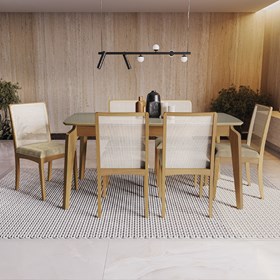 Conjunto Sala De Jantar Com Mesa Retangular Graci E 6 Cadeiras Duane