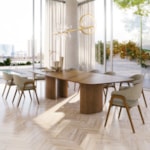 Conjunto Sala De Jantar Mesa Dunas 260cm E 8 Cadeiras Grise