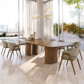 Conjunto Sala De Jantar Mesa Dunas 260cm E 8 Cadeiras Grise