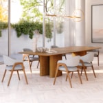 Conjunto Sala De Jantar Mesa Dunas 260cm E 8 Cadeiras Grise