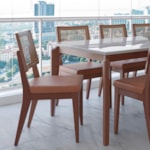 Conjunto Sala De Jantar Mesa Lauren 210cm E 8 Cadeiras Saga Couro Ecológico