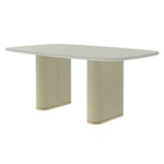 Conjunto Sala De Jantar Mesa Lintz C/ Tampo De Vidro E 6 Cadeiras Lucille Off White E Dourado