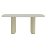 Conjunto Sala De Jantar Mesa Lintz C/ Tampo De Vidro E 6 Cadeiras Lucille Off White E Dourado