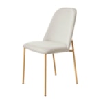 Conjunto Sala De Jantar Mesa Lintz C/ Tampo De Vidro E 6 Cadeiras Lucille Off White E Dourado