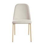 Conjunto Sala De Jantar Mesa Lintz C/ Tampo De Vidro E 6 Cadeiras Lucille Off White E Dourado