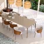 Conjunto Sala De Jantar Mesa Margot 220cm E 8 Poltronas Samantha