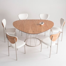 Conjunto Sala De Jantar Mesa Orgânica Com 6 Cadeiras Veinard Laminada