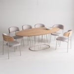 Conjunto Sala De Jantar Mesa Oval Com 8 Cadeiras Dinsdale