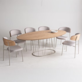 Conjunto Sala De Jantar Mesa Oval Com 8 Cadeiras Dinsdale