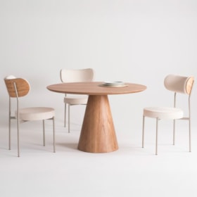 Conjunto Sala De Jantar Mesa Redonda 120cm E 4 Cadeiras Macbeth