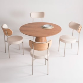 Conjunto Sala De Jantar Mesa Redonda 120cm E 4 Cadeiras Macbeth
