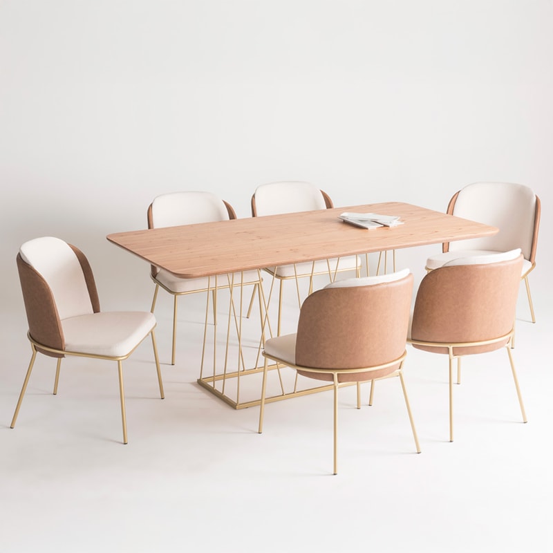 Conjunto Sala De Jantar Mesa Retangular Denver Com 6 Cadeiras Bangkok