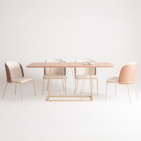 Conjunto Sala De Jantar Mesa Retangular Denver Com 6 Cadeiras Bangkok