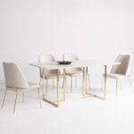 Conjunto Sala De Jantar Mesa Retangular Georgia 160cm Com Tampo De Vidro E 6 Cadeiras Felice
