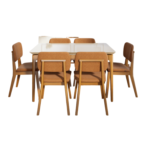 Conjunto Sala De Jantar Mesa Wood Retangular Branco 120cm Com 4 Cadeiras  Classic Cinza - Móveis Gruber