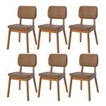 Conjunto Sala De Jantar Mesa Wind Retangular Off White 180cm Com 6 Cadeiras Classic Marrom