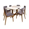 Conjunto Sala De Jantar Mesa Wood Retangular Barril 180cm Com 6 Cadeiras Classic Cinza