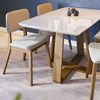 Conjunto Sala De Jantar Mesa Wood Retangular Branco 140cm Com 4 Cadeiras Classic Nature