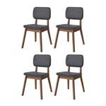 Conjunto Sala De Jantar Mesa Wood Retangular Off White 120cm Com 4 Cadeiras Classic Cinza