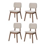 Conjunto Sala De Jantar Mesa Wood Retangular Off White140cm Com 4 Cadeiras Classic Nature