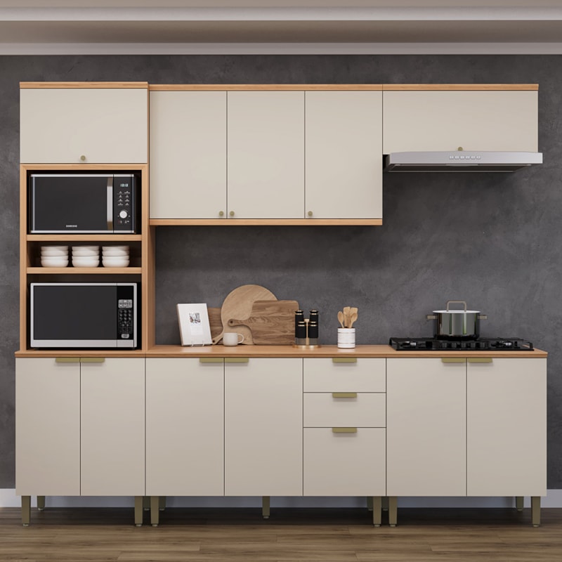 Cozinha Modulada Amajari 5 Peças Com Torre Quente 2 Nichos