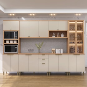 Cozinha Modulada Amajari 6 Peças Com Torre Quente E Cristaleira Adega