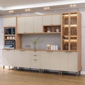Cozinha Modulada Amajari 6 Peças Com Torre Quente E Cristaleira Adega