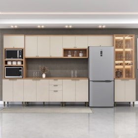 Cozinha Modulada Amajari 7 Peças Com Torre Quente E Cristaleira Adega