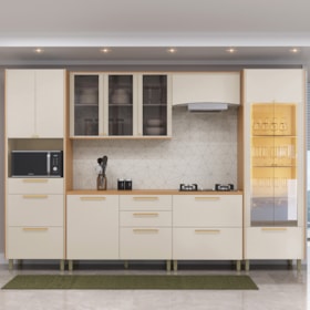 Cozinha Modulada Palas 6 Peças Com Cristaleira E Torre Quente 1 Nicho