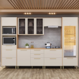 Cozinha Modulada Palas I 6 Peças Com Cristaleira E Torre Quente 2 Nichos