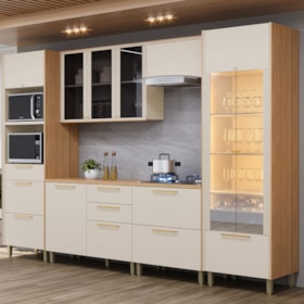 Cozinha Modulada Palas I 6 Peças Com Cristaleira E Torre Quente 2 Nichos