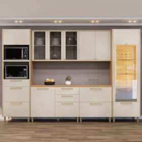 Cozinha Modulada Palas II 6 Peças Com Cristaleira E Torre Quente 2 Nichos