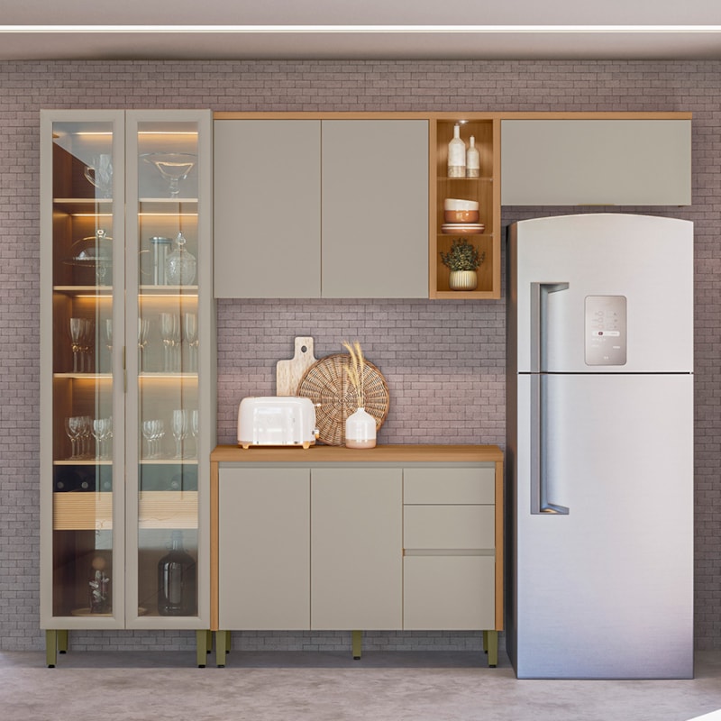 Cozinha Modulada Turan 4 Peças Com Cristaleira