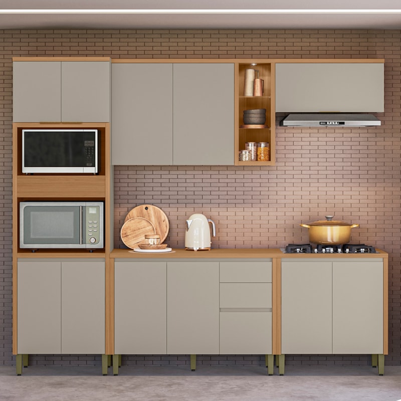 Cozinha Modulada Turan 5 Peças Com Torre Quente 2 Nichos