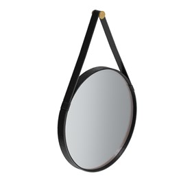 Espelho Aqua em Couro Sintético 60 cm - Preto
