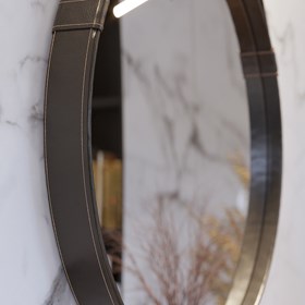Espelho Aqua em Couro Sintético 80 cm - Preto