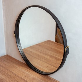 Espelho de Parede Barrichelle em Couro - Preto