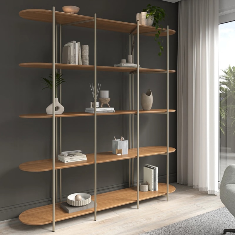 Estante Enya 195cm Canela E Champanhe - Outlet