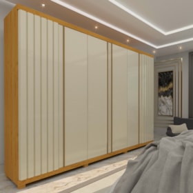 Guarda Roupa Casal 6 Portas Absolut New Ripado Naturale E Off White